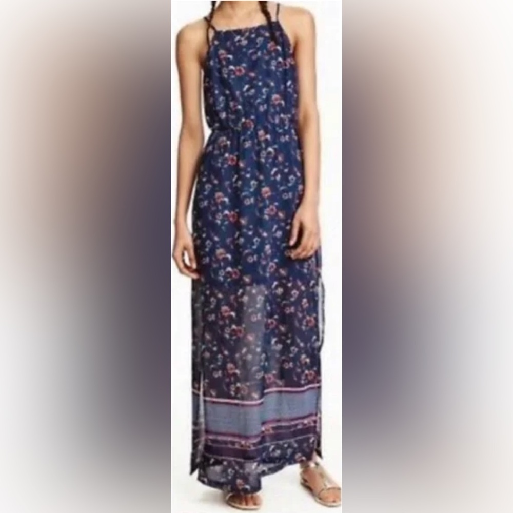 DIVIDED by H&M size 6, BLUE floral print, maxi dress with spaghetti straps.